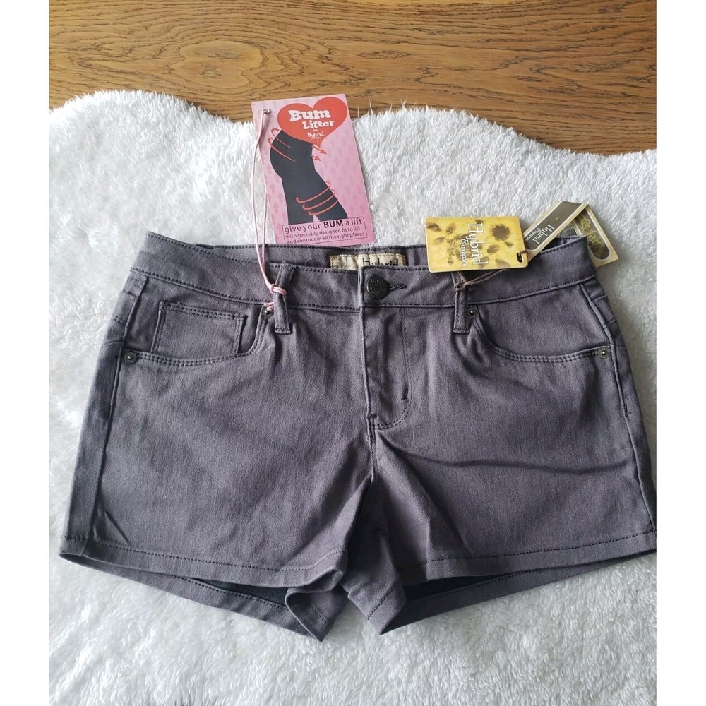 Sz 7 Hybrid & Company Shorts Gray Stretch 3" Inseam Shaping 5-Pocket Stretch NWT